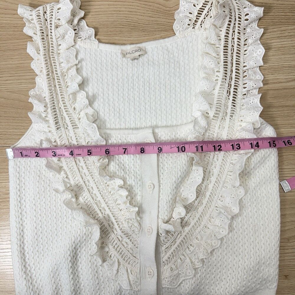 Anthropologie Pilcro White Eyelet Ruffle Tank Top - Picture 8 of 10